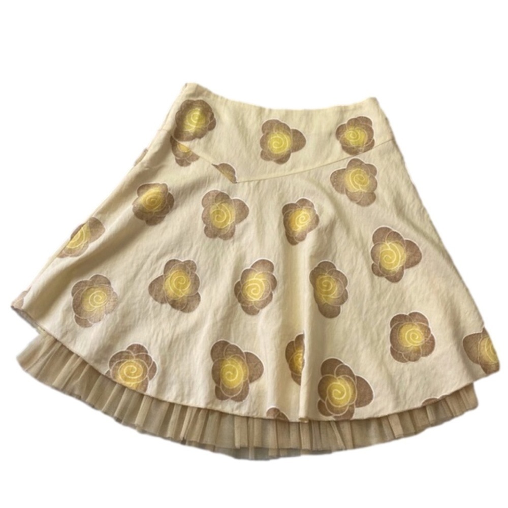 ⸻

AMS Ruffle Tulle A-Line Skirt Yellow Floral Embroidery Romantic Festival Larg